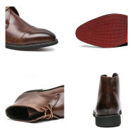 Nuevas botas cortas con cordones, botines derby de punta, informales de negocios, zapatos de cuero de color sólido británico. - details 11