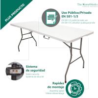 Mesa de Campo Plegable de Resina HDPE 3,5cm Portátil, 180cm, Para 6/8 Personas, Carga 150kg - details 3