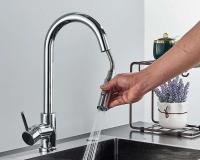 Quyanre Oro pulido extraíble fregadero agua grifo mezclador de una sola manija grifo de ducha de cocina con rotación de 360 ​​grados - details 11