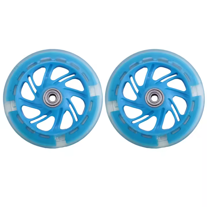 1 par de luces LED para patinete infantil de 120mm, ruedas intermitentes con rodamientos, ruedas de patinete intermitentes LED delanteras/traseras, azul - 1
