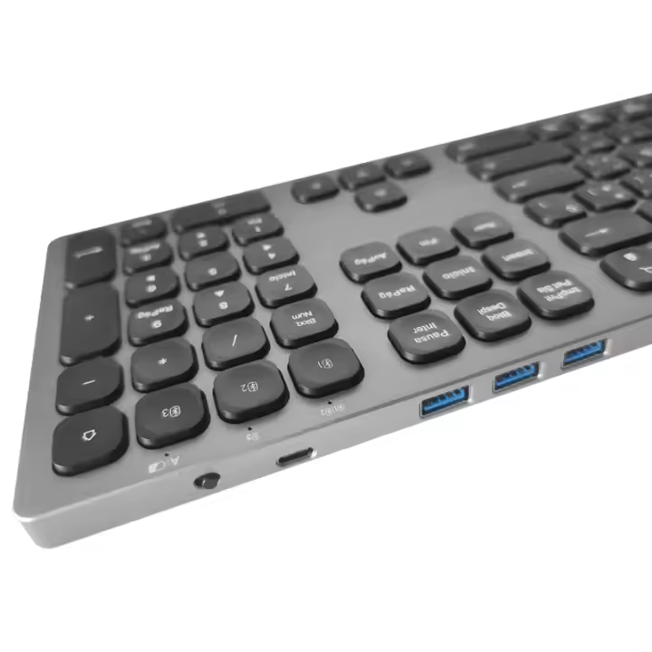 Teclado inalámbrico español con ñ Teclados bluetooth silenciosos recargables de aluminio para mac apple Tab let ipad slim teclados rusos recargables blanco - 1