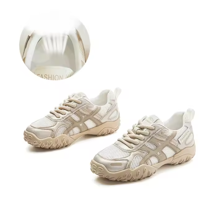 Zapatos de cuero estilo papá, nueva plataforma retro, estilo étnico Forrest Gump, zapatos casuales de mujer, zapatillas de malla. - 1