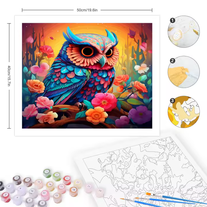 RUOPOTY-Cuadro de animales coloridos con números, pintura acrílica sobre lienzo, regalo personalizado, 40x50cm - 1