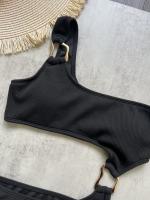 Traje de Baño de Una Pieza de Corte Alto Traje de Baño Liso de Hombro Único para Mujeres - details 5