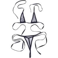 Traje de baño extremo transparente para mujer, conjunto de Bikini con cuello Halter y lazo a los lados, Micro Bikini, Tanga - details 0