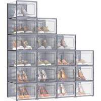 Cajas de Zapatos de Plástico Juego de 18 Organizadores Plegable, Apilable, Transparente, Blanco - details 14
