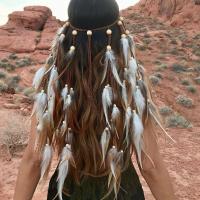 Diadema de plumas con borlas a la moda, tocado ajustable de estilo bohemio, disfraz étnico, diadema india de arcoíris, boda de novia - details 4