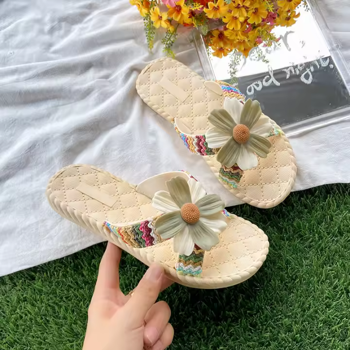 Sandalias de verano para mujer, con flores frescas, nuevo estilo, zapatos de playa de fondo suave que combinan con todo, estilo de hadas a la moda - 1