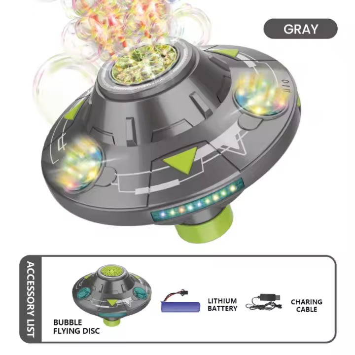 Máquina automática de burbujas de 32 agujeros, platillo volador giratorio inteligente para evitar obstáculos con luz, juguetes para niños pequeños, regalo - 1
