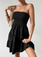 2025 ropa de mujer europea y americana verano nuevo top de tubo de un cuello vestido de textura versátil de color sólido - details 5