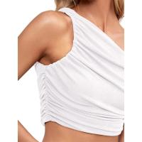 BUNO-2025 Primavera/Verano nueva moda superventas personalidad chica picante Slim Fit cuello asimétrico fuera del hombro camiseta para mujer - details 11