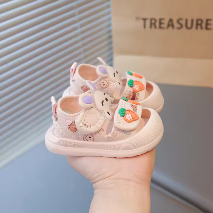 2025 verano infantil niño sandalias lindo de dibujos animados bebé niña zapatos de interior niñas bolsa cabeza sandalias - 1