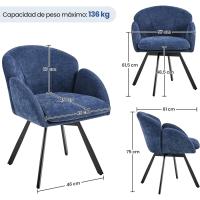 Silla Giratoria de Oficina 360° Diseño de Flor para Escritorio Silla de Maquillaje Chenilla para Sala de Estar, Dormitorio y Estudio Color Blanco - details 11
