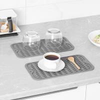 Alfombrilla de secado de platos para múltiples usos, fácil de limpiar, ecológica, alfombrilla de silicona resistente al calor para encimera de cocina, gris-A - details 1