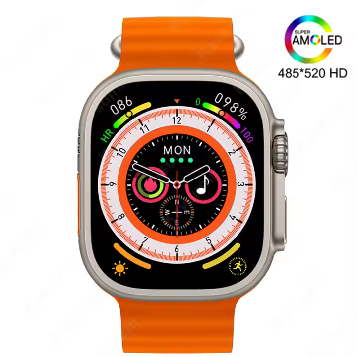 Reloj inteligente para hombres hk8 pro max, 2,12 pulgadas 485 * 520 amoled de alta definición Pantalla táctil completa, fitness, chat, nfc, Azúcar en sangre, oxígeno en sangre, lípidos sanguíneos，llamadas Bluetooth Ultra 9 para Android e Ios - 1