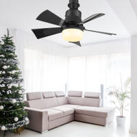 Negro Ventilador de Techo con Bombilla E26 Iluminado - Luz de Ventilador con Casquillo Pequeño - Color Regulable - Para Salón, Dormitorio, Baño - details 1