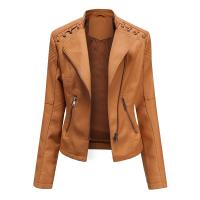 Chaqueta de Mujer de Cuero Sintético Estilo Biker Varsity Casual Ligera para Exterior Abrigo Corto de Moda para Otoño/Invierno Cierre de Cremallera Forro de Poliéster - details 3