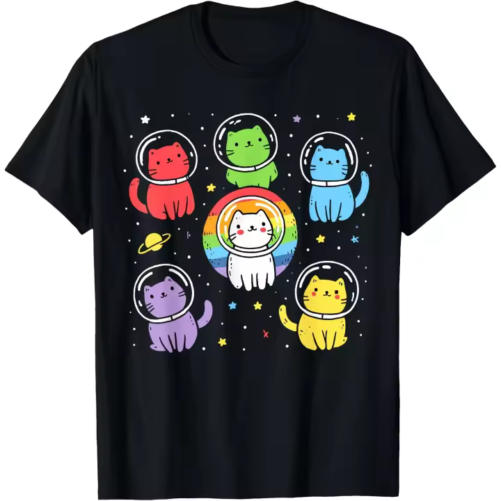 Camiseta para hombre con diseño de gatos gays en el espacio, mes del orgullo del arco iris, aliado Lgbt - 1