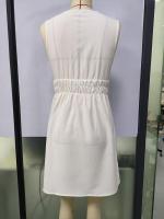 Vestido cómodo informal sin mangas con cuello en V y adelgazamiento de cintura para mujer 25 primavera y verano - details 1