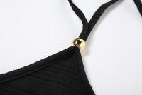 BUNO-Conjunto de 2 piezas de punto para mujer, camiseta sin mangas con espalda descubierta y cordones, pantalón corto de cintura elástica, ropa de calle a juego - details 12
