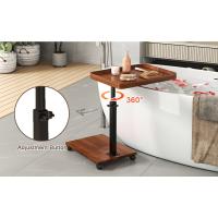 Mesa auxiliar de madera, mesa auxiliar pequeña, mesa auxiliar en forma de C con ruedas