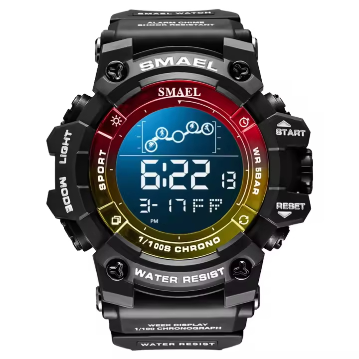 Smael-reloj deportivo para hombre, cronómetro digital LED, resistente al agua, de moda - 1