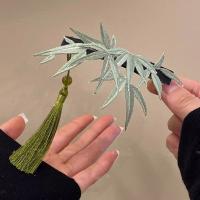 Horquilla con borla de hoja, traje Tang, pinza para el pelo, estilo antiguo, horquilla de estilo antiguo, accesorios para el cabello para niña, tocado de estilo chino verde - details 1