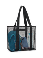 Bolsa de playa de malla de poliéster hueca, bolsa de lavado de viaje de gran capacidad, bolsa de almacenamiento para natación, bolsa de playa de malla minimalista - details 8