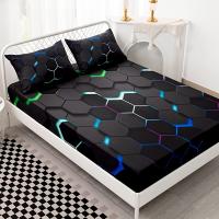Juego De Sábanas Ajustables De 3 Piezas, suaves, cómodas, transpirables, Con Estampado De Cuadros Coloridos, protectores - details 3