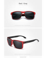 KINGSEVEN-gafas de sol polarizadas para hombre y mujer, lentes cuadradas Retro TR90 con diseño de patrón de fibra de carbono, para deportes al aire libre - details 6