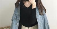 Suéter Sexy ajustado con cuello en V para mujer Manga larga de punto con parte inferior suave - details 44