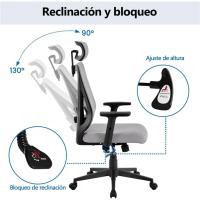 Silla de Oficina Ergonomica Respirable, Ajustable entre 90° y 130°, Soporte Lumbar, Bloqueable, Para Estudio y Oficina - details 17