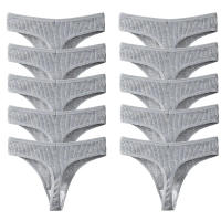 10PCS Conjunto De Bragas De Algodón Para Mujer Estilo Deportivo Y Sexy Transpirables Cómodas Y Suaves G-Strings En Rayas - details 13