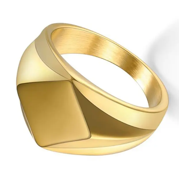 Vintage viento accesorios popular liso cuatro lados cepillado anillo para hombres moda acero inoxidable anillo - 1