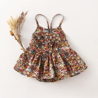 -vestido Floral para niña, ropa de algodón y lino sin mangas, una sola pieza, Verano - details 1