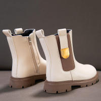 Botas de goma antideslizantes para niñas, botines clásicos de piel cálida, con cremallera, estilo Chelsea, a la moda, para Otoño e Invierno - details 14