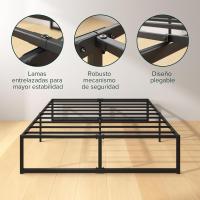 Lorelai Cama 150x200 cm - Altura 36 cm con almacenaje debajo de la cama - Estructura de cama de plataforma de metal - Negro - details 7
