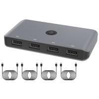 Divisor de interruptor Kvm USB 2,0 para PC, teclado, ratón, impresora, 4 en 4 salidas, convertidor de concentrador, USB para compartir ordenador - details 0