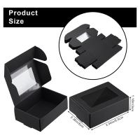 Mini caja de papel Kraft con ventana, caja de embalaje para dulces de panadería, jabón casero, 50 piezas, negro - details 2
