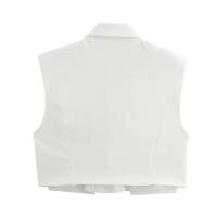 OUWU-Novedad de pantalones largos blancos Wo, Chaqueta corta sin mangas con solapa, Tops, Pantalones de pierna ancha, Conjuntos de 2 piezas, Tres conjuntos elegantes para - details 1