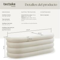 Taburete Almacenaje Bouclé, Carga: 120 kg, MDF, Puff Almacenaje, Taburete Dormitorio, Reposapies Puff, Zapatero Entrada Recibidor, Asiento Acolchado, Ideal Salón Hogar - 42 x 47 cm Crema - details 32