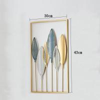 Decoración de pared nórdica para el hogar， colgante de pared de macramé， Metal redondo dorado， hoja de Ginkgo， pegatinas de pared， decoración decorativa de repisas de pared - details 0