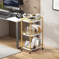 Carrito Auxiliar de 3 Niveles,Carrito de Servicio de té con Ruedas con Bloqueo,Carrito de Cocina y Alcohol para Comedor y Sala de Estar,43,2 x 30 x 81,5 cm, Marrón rústico - details 14