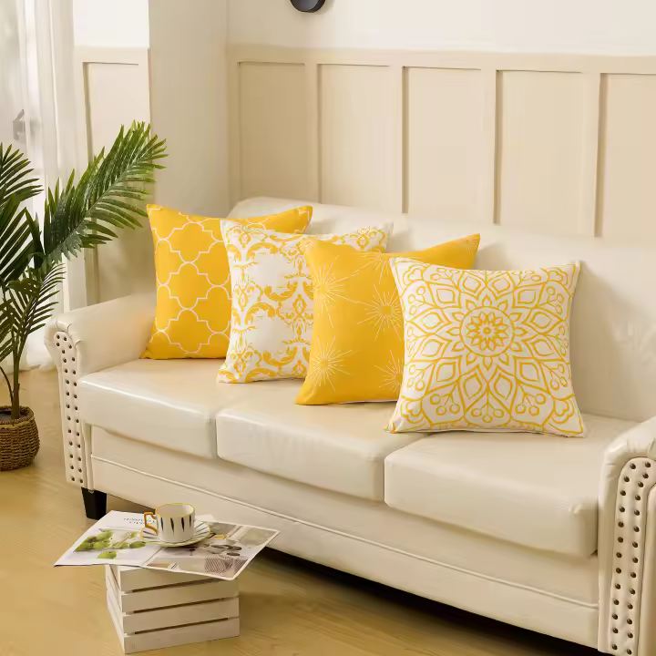 Juego de 4 fundas decorativas de cojín de 45x45 cm, fundas muy suaves con estampado para exteriores, para sofá o estantería - 1
