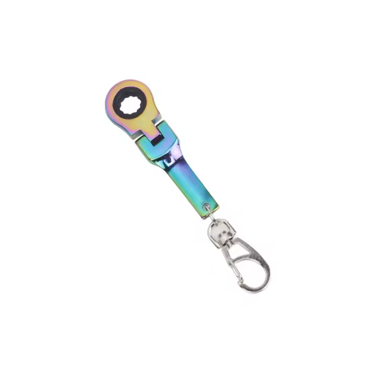 Llave de trinquete de apariencia compacta, Material metálico, diseño plegable, llave de trinquete de liberación rápida, giratoria de 180 grados - 1