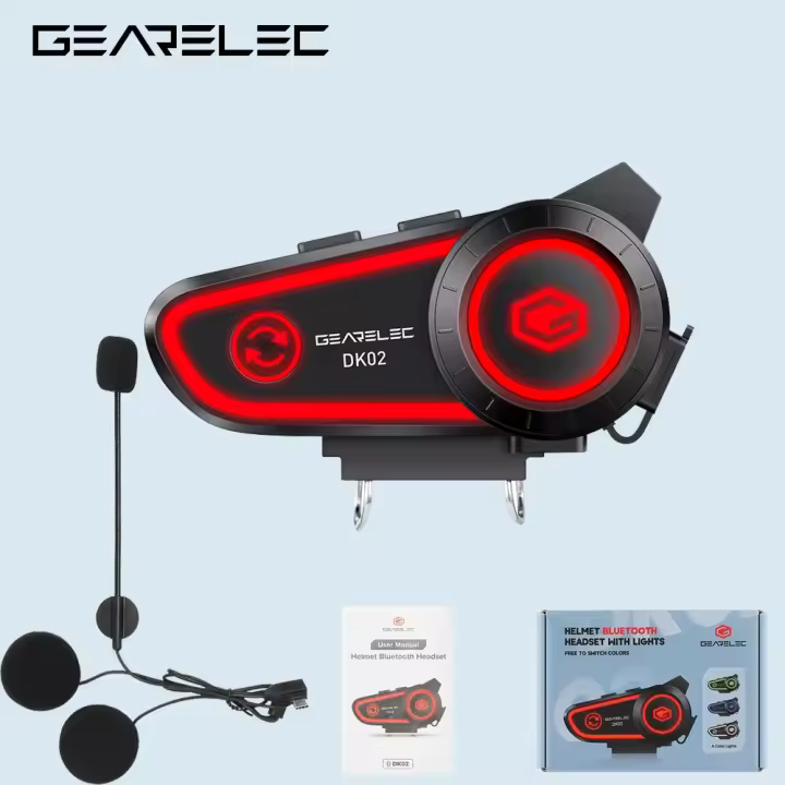 Auriculares Intercomunicadores Bluetooth 5.2 para Casco de Motocicleta Gearelec DK02 - 1