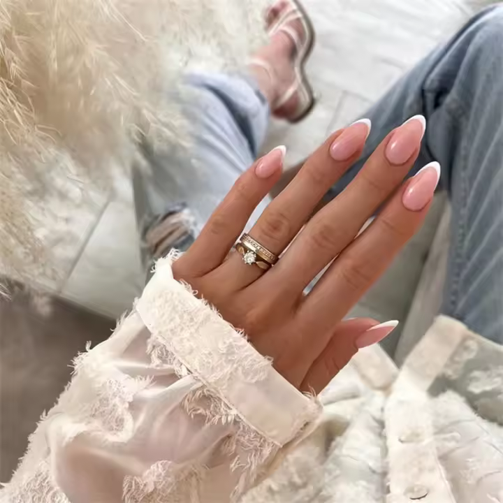 Postales de Uñas Acrílicas Multicolor Removibles Estilo Almendrado con Ondas para Fiesta - 1