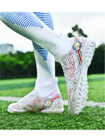 Zapatos de fútbol profesionales FG/TF para adultos, botas de fútbol de Punta larga antideslizantes, tacos altos de tobillo para niños pequeños, zapatillas de fútbol de hierba - details 35