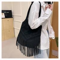 Bolso grande de viento para mujer, bolsa de hombro de cuero abrasivo con flecos, a la moda, Europa y Estados Unidos, 2025 - details 11