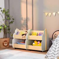 Estantería de Madera para Niños con Ruedas Organizador de Juguetes de 2 Niveles para Habitación - details 1